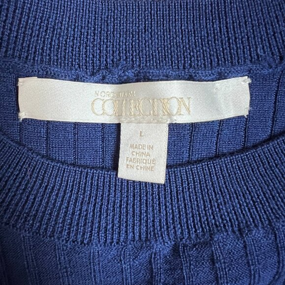 Nordstrom Collection Sweater Top Womens Large Blue Merino‎ Wool Dolman High Low - Picture 11 of 12